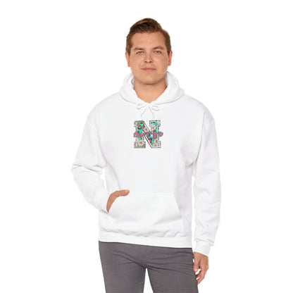 Floral Monogram 'N' Hoodie — Vintage Rose Letter Sweatshirt