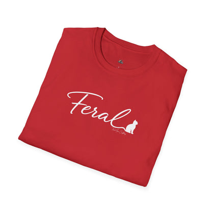 Feral Cat Script Tee — Minimal Cat Silhouette T-Shirt
