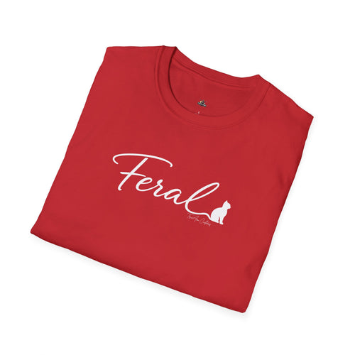 Feral Cat Script Tee — Minimal Cat Silhouette T-Shirt