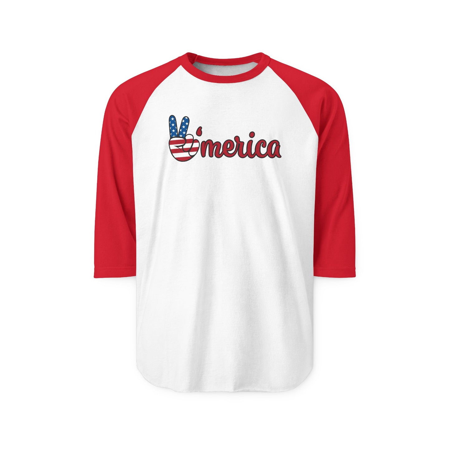 ’Merica Peace Sign Raglan Shirt – Patriotic 3/4 Sleeve Baseball Tee
