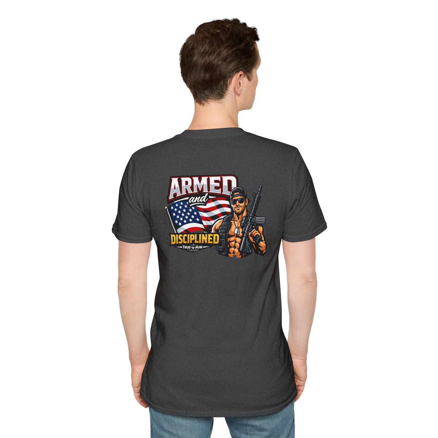 Armed and Disciplined T-Shirt — Patriotic Rifle Graphic Tee