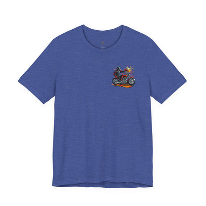 Motorcycle T‑Shirt with Beer Mug Graphic