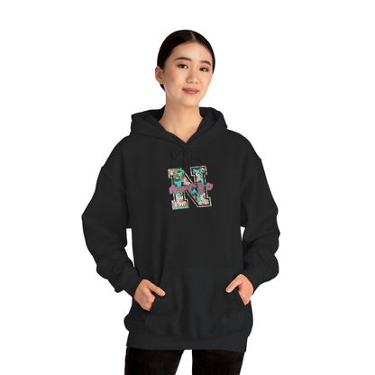 Floral Monogram 'N' Hoodie — Vintage Rose Letter Sweatshirt