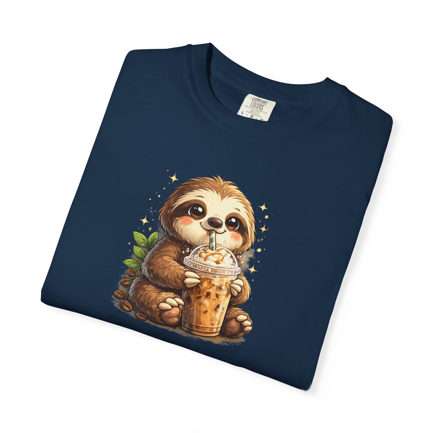 Cute Sloth Holding Coffee T-Shirt — Adorable Cozy Animal Tee