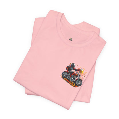 Motorcycle T‑Shirt with Beer Mug Graphic