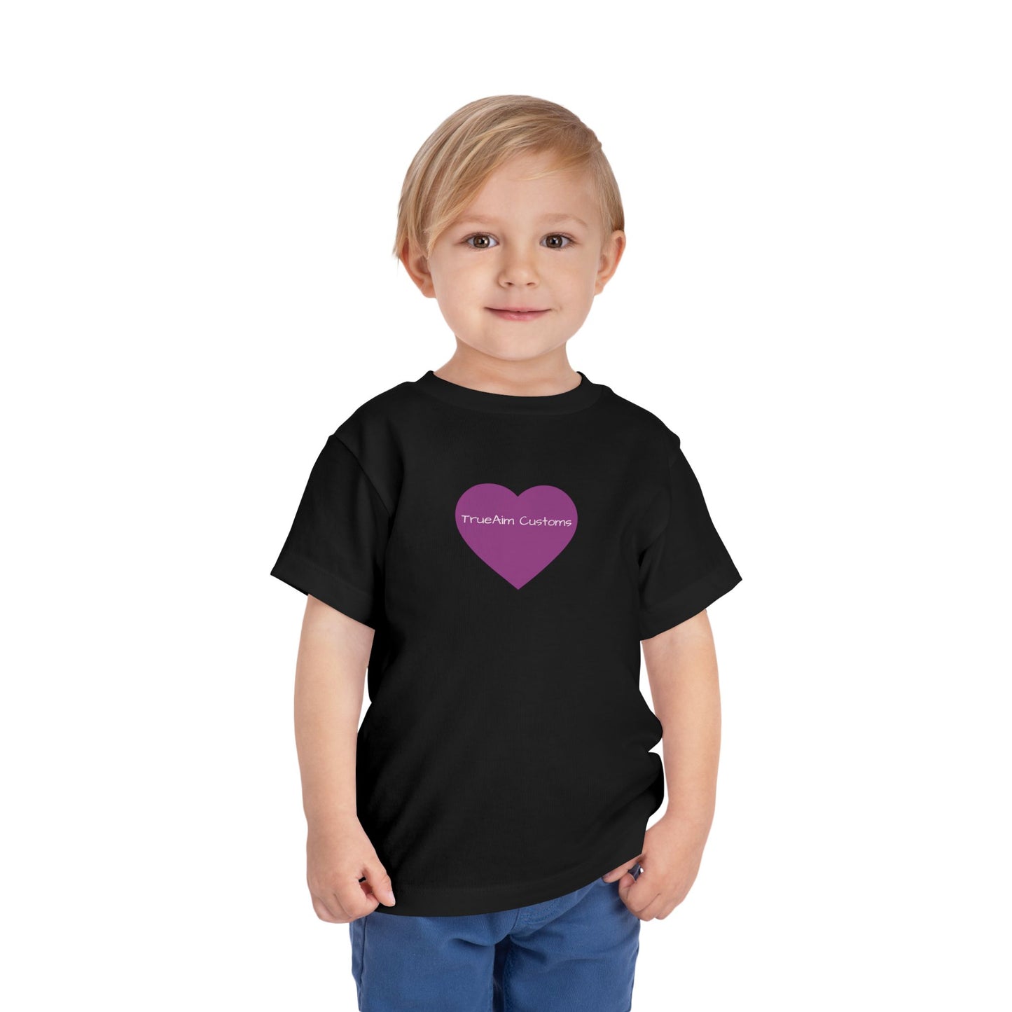 Toddler Tee — Purple Heart Graphic Kids Shirt, Cute Valentine's or Everyday Baby Gift