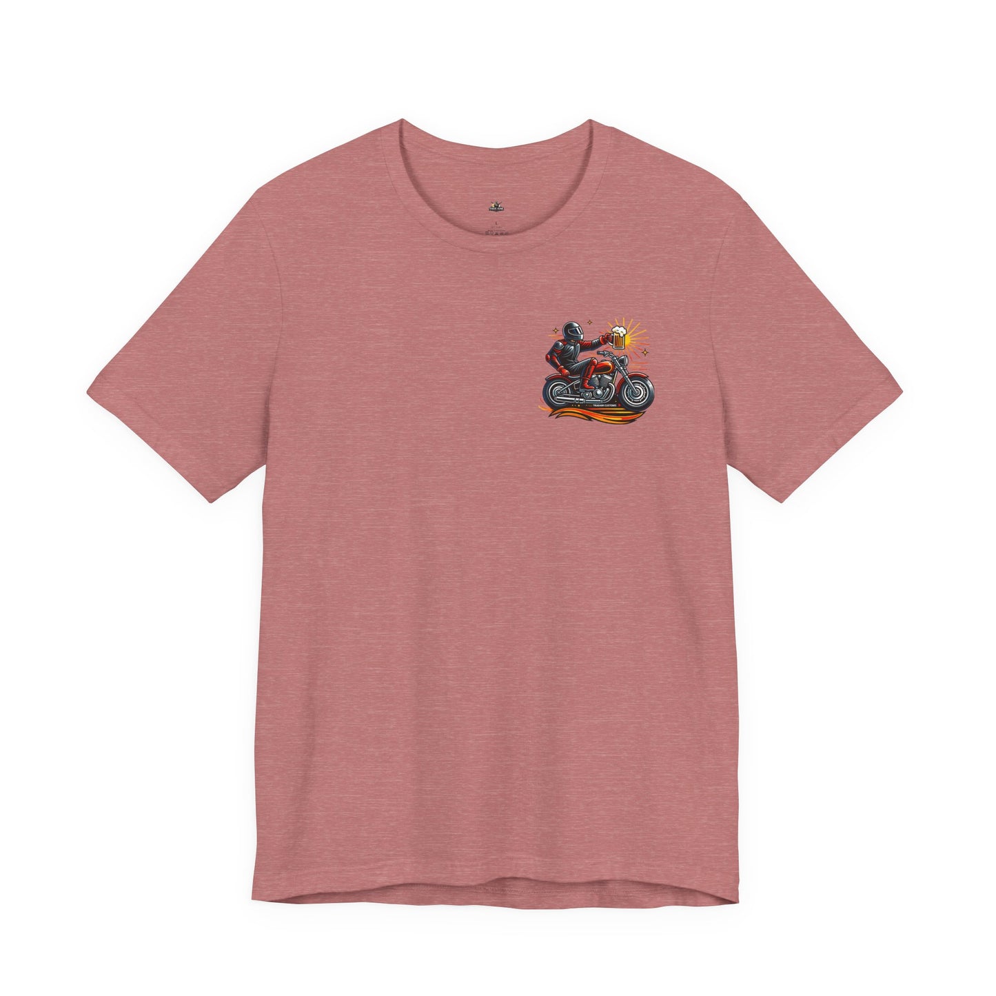 Motorcycle T‑Shirt with Beer Mug Graphic