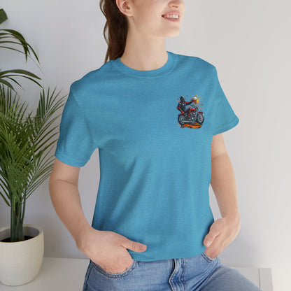Motorcycle T‑Shirt with Beer Mug Graphic