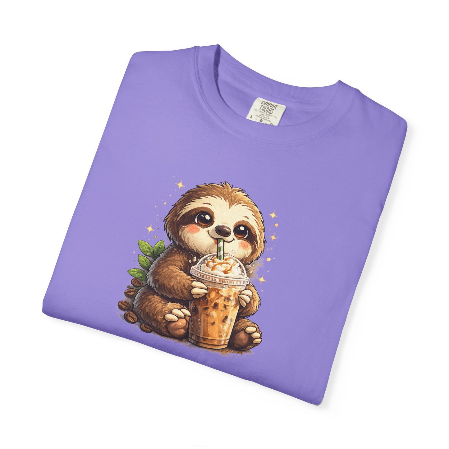 Cute Sloth Holding Coffee T-Shirt — Adorable Cozy Animal Tee