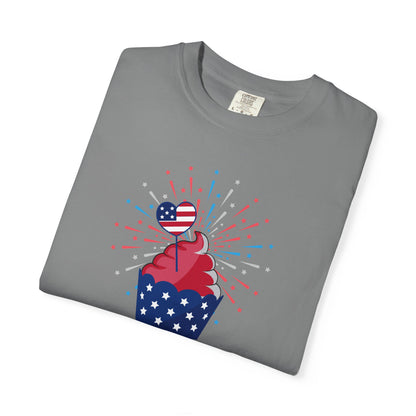 Patriotic Cupcake T-Shirt — 4th of July Red White Blue Celebration Tee