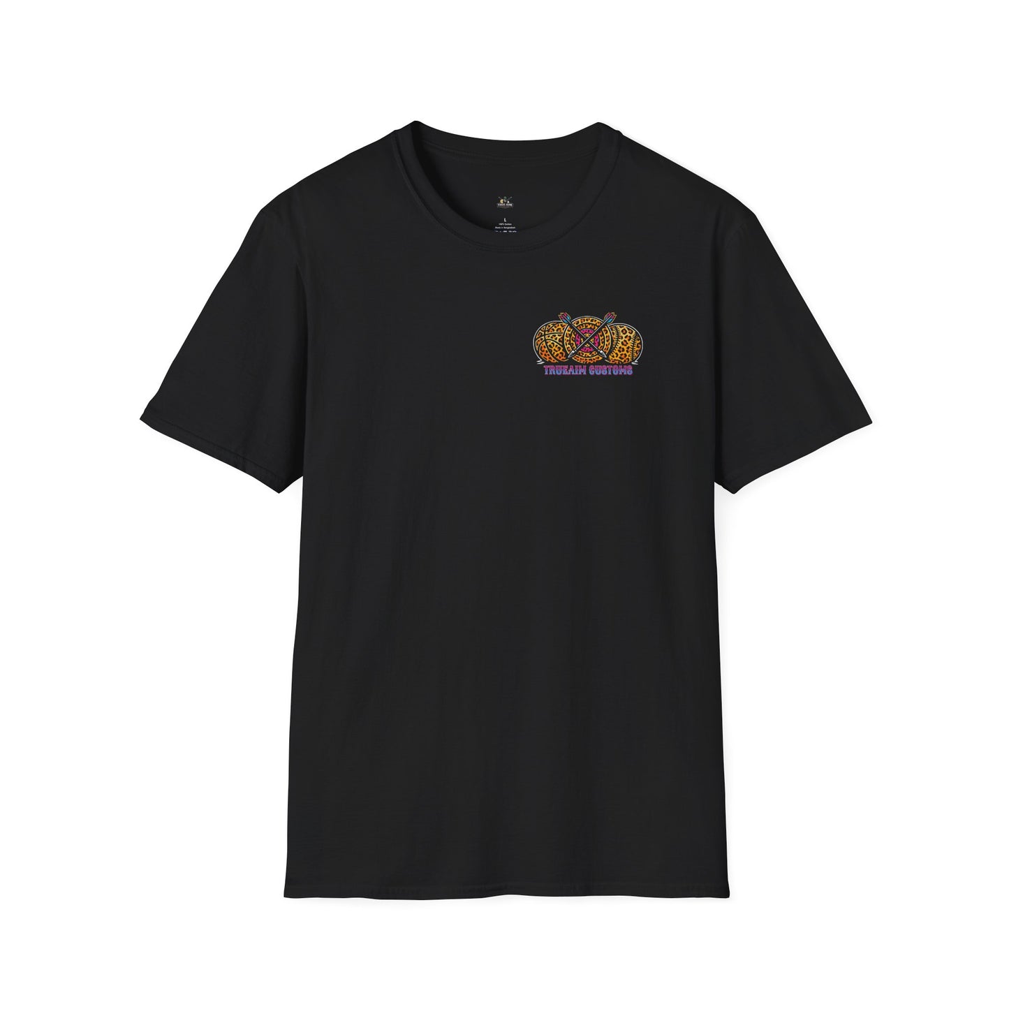 Custom T-Shirt — 'TrueAim Customs' Logo with Leopard Dartboard Design