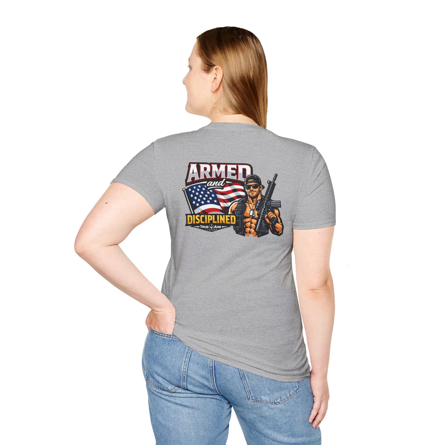 Armed and Disciplined T-Shirt — Patriotic Rifle Graphic Tee