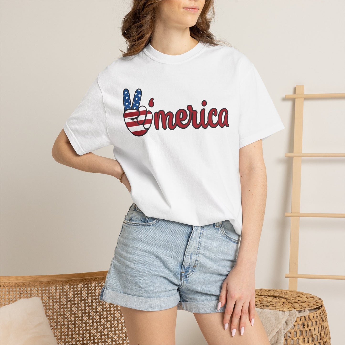 'Merica Peace Sign T-shirt – American Flag Patriotic Tee for 4th of July