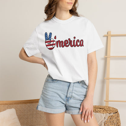 'Merica Peace Sign T-shirt – American Flag Patriotic Tee for 4th of July