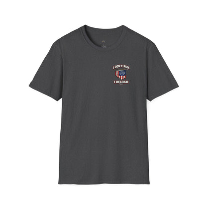 American Flag, AR 15- I don't run I reload 2A tee shirt unisex