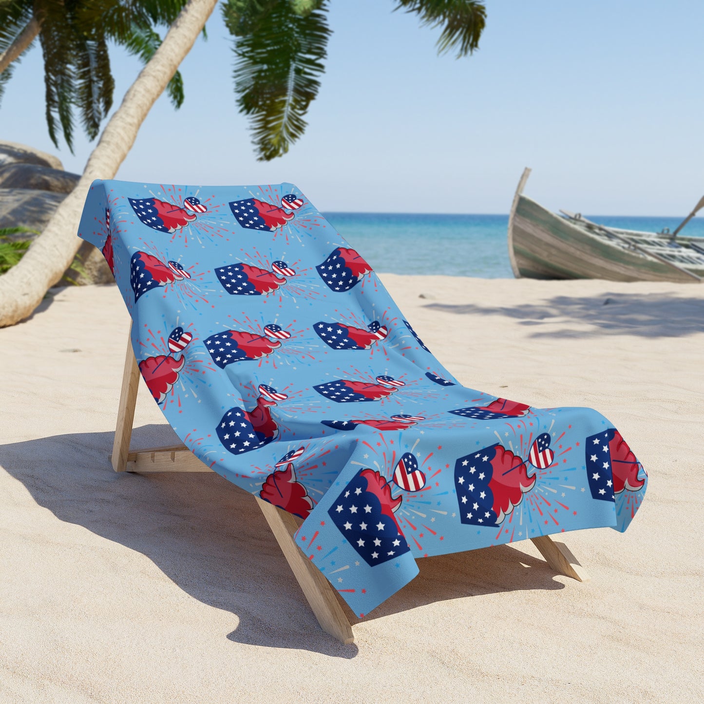 Patriotic Cupcake Beach Towel — 4th of July Red White & Blue Summer Towel
