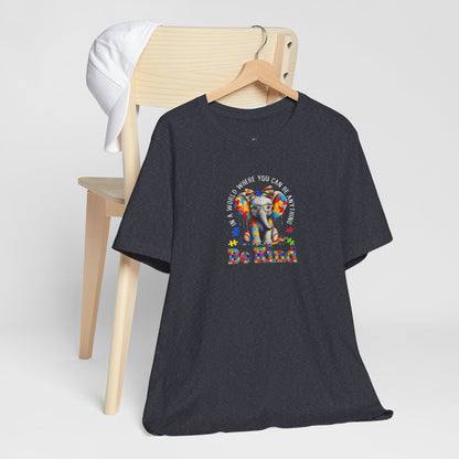 Be Kind Elephant T-Shirt — Colorful Puzzle Piece Autism Awareness Tee