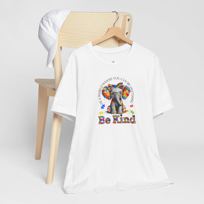 Be Kind Elephant T-Shirt — Colorful Puzzle Piece Autism Awareness Tee