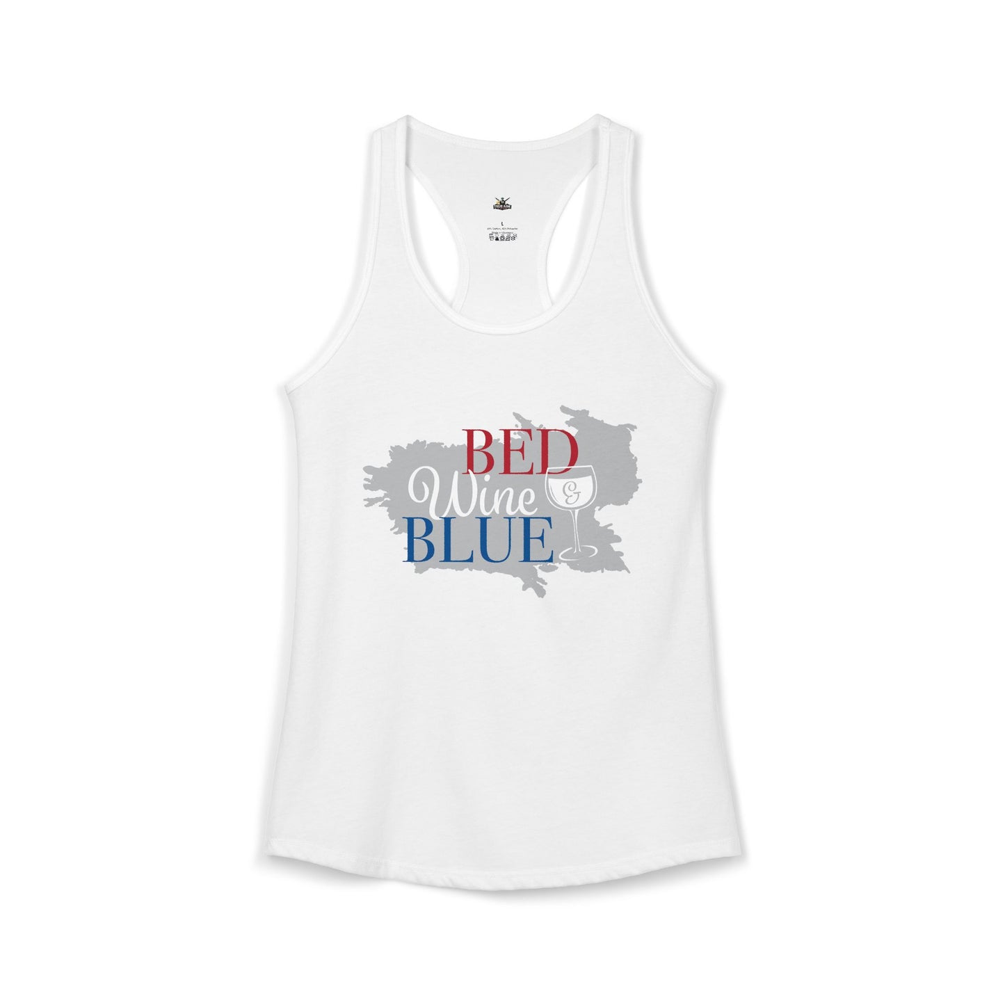 Women's Bed, Wine, Blue 4th of July Racerback Tank