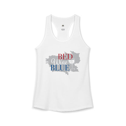 Women's Bed, Wine, Blue 4th of July Racerback Tank