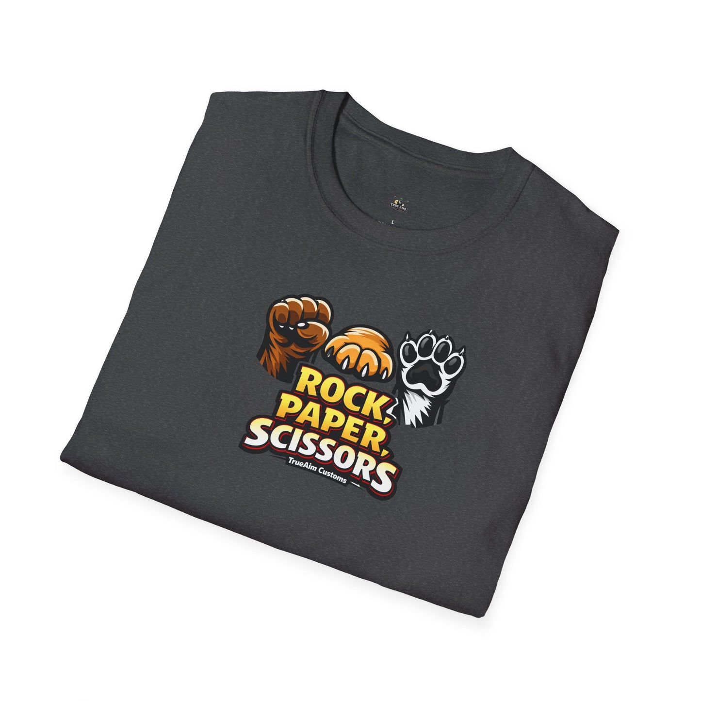 Rock Paper Scissors Paw Print T-Shirt — Cute Animal Game Graphic Tee