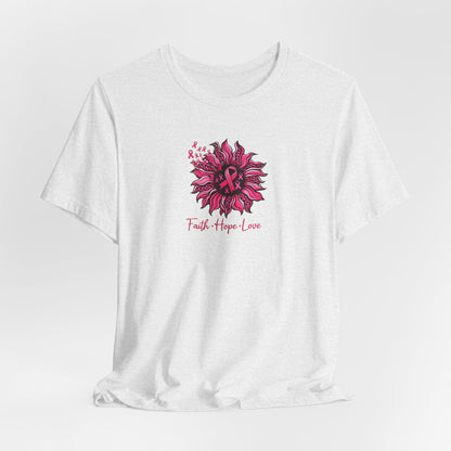 Faith Hope Love Floral Tee — Inspirational Women's Short Sleeve Shirt