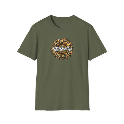 Hello Sunshine Leopard print sunflower unisex tee shirt