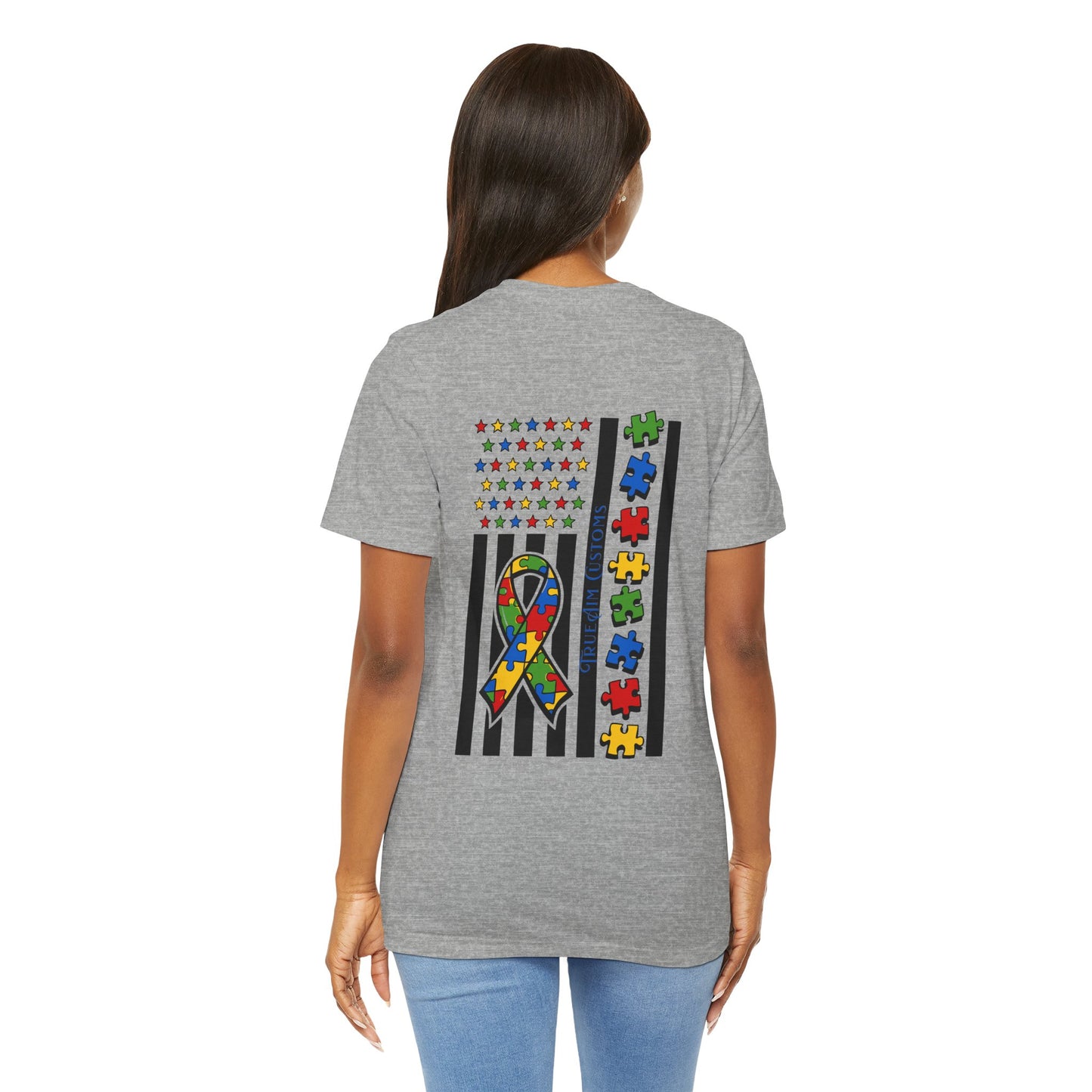 Autism Awareness Flag T-Shirt — Puzzle Ribbon Support Tee
