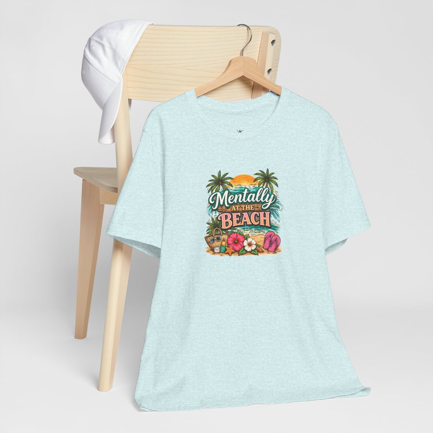 Mentally at the Beach Tee – Tropical Sunset Palm Vacation T-Shirt