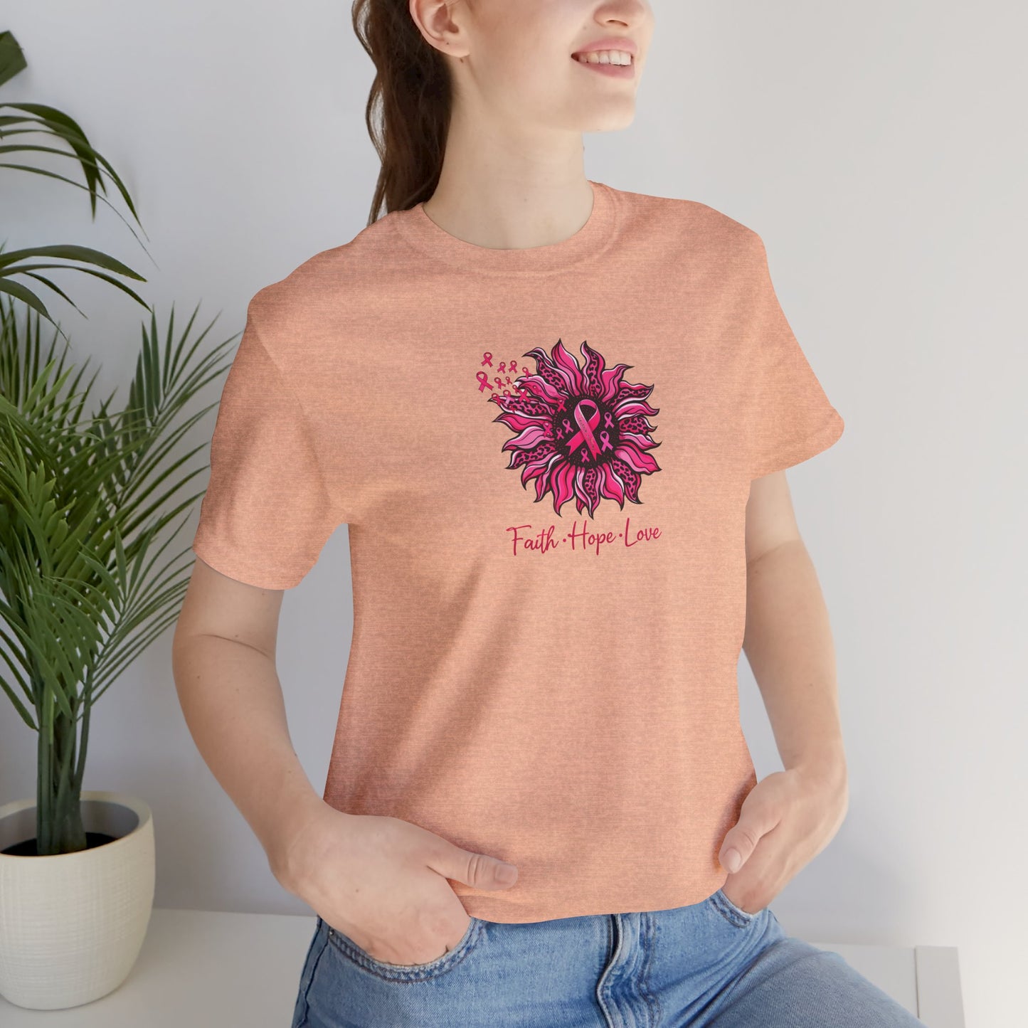 Faith Hope Love Floral Tee — Inspirational Women's Short Sleeve Shirt