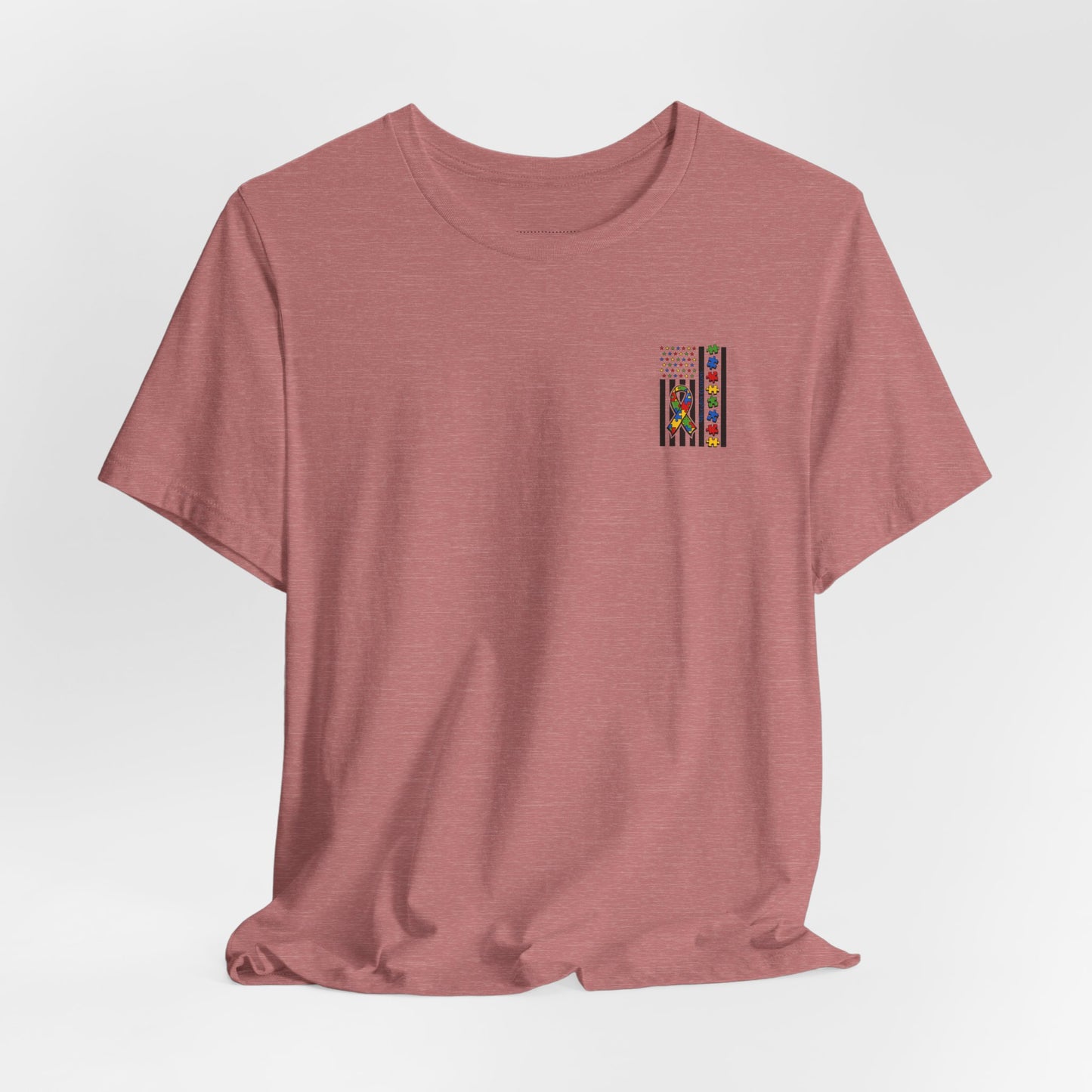 Autism Awareness Flag T-Shirt — Puzzle Ribbon Support Tee