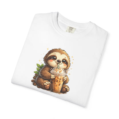 Cute Sloth Holding Coffee T-Shirt — Adorable Cozy Animal Tee