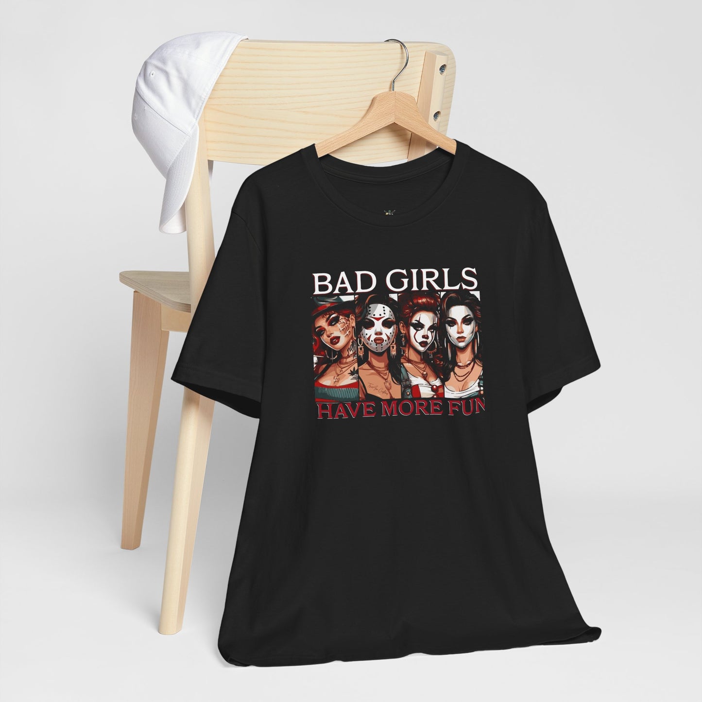 Bad Girls Have More Fun Tee — Horror-Inspired Femme Skull Portraits