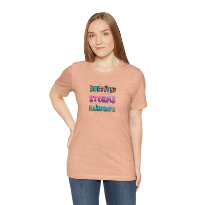 "I've Survived Too Many Storms to Be Bothered by Raindrops" Inspirational Graphic T‑Shirt