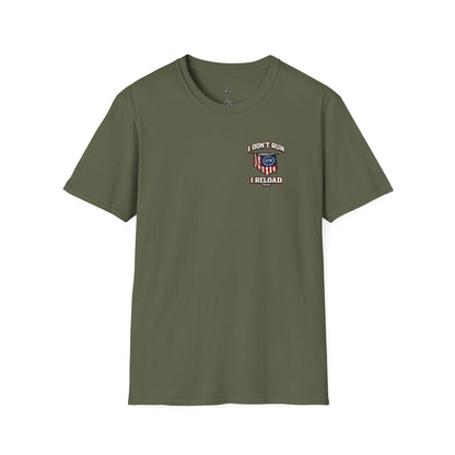 American Flag, AR 15- I don't run I reload 2A tee shirt unisex