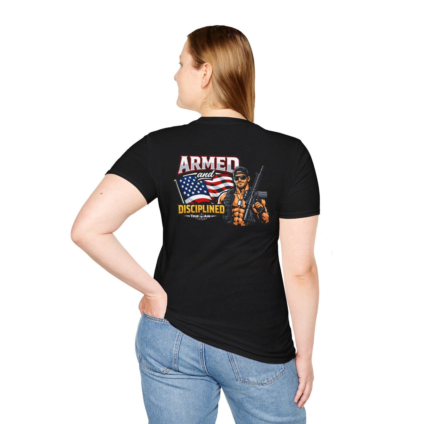 Armed and Disciplined T-Shirt — Patriotic Rifle Graphic Tee