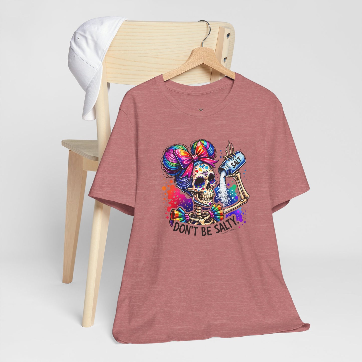 Don't Be Salty Skull Tee — Colorful Rainbow Skeleton Graphic T-Shirt