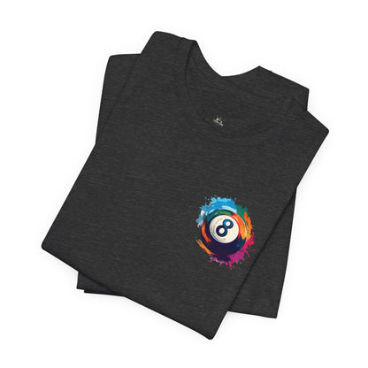 8 Ball Splash T‑Shirt — Colorful Pool Billiards Tee