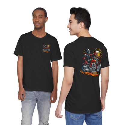 Motorcycle T‑Shirt with Beer Mug Graphic