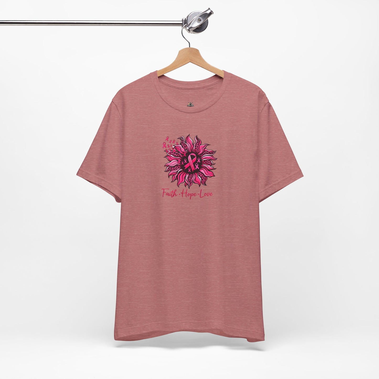 Breast Cancer Awareness Tee — Faith • Hope • Love Pink Ribbon Floral T‑Shirt