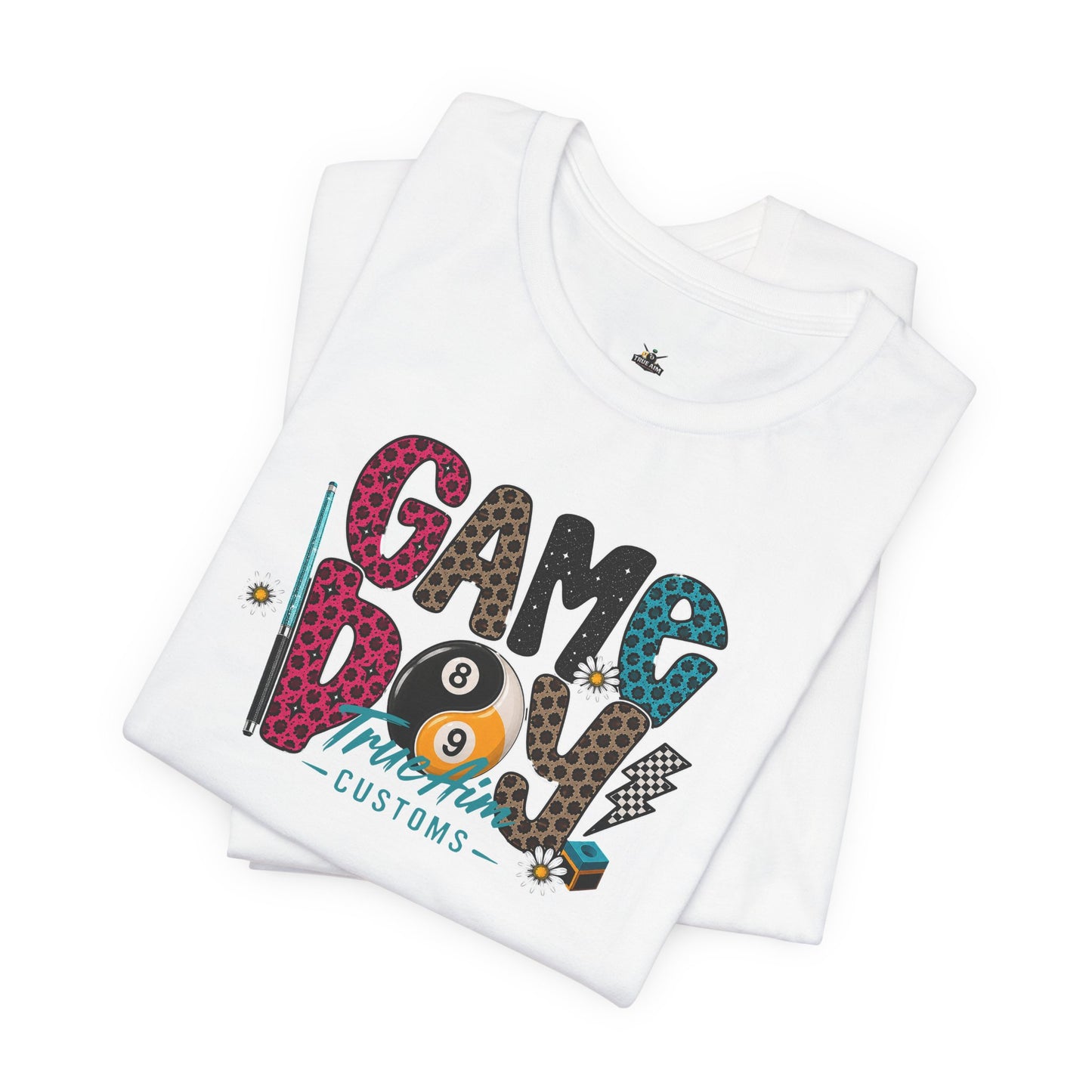 Game Day Pool Tee — "Game Day" Graphic T-Shirt (Back: "Move Over Boys Let This Girl Show You How To Shoot")