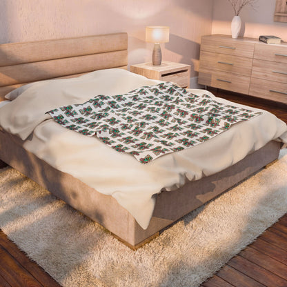 Nurse Plush Blanket — Floral Letter 'R' Pattern Velveteen Throw personalize for back to school