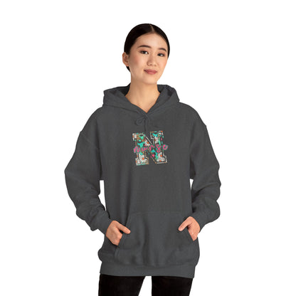 Floral Monogram 'N' Hoodie — Vintage Rose Letter Sweatshirt