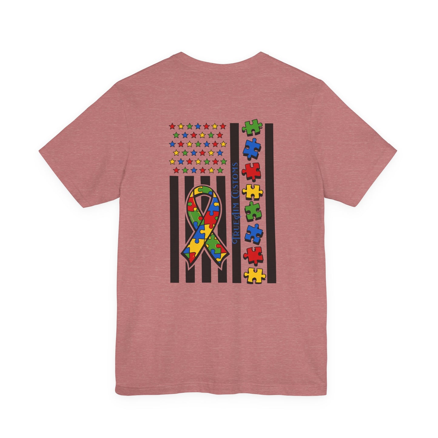Autism Awareness Flag T-Shirt — Puzzle Ribbon Support Tee