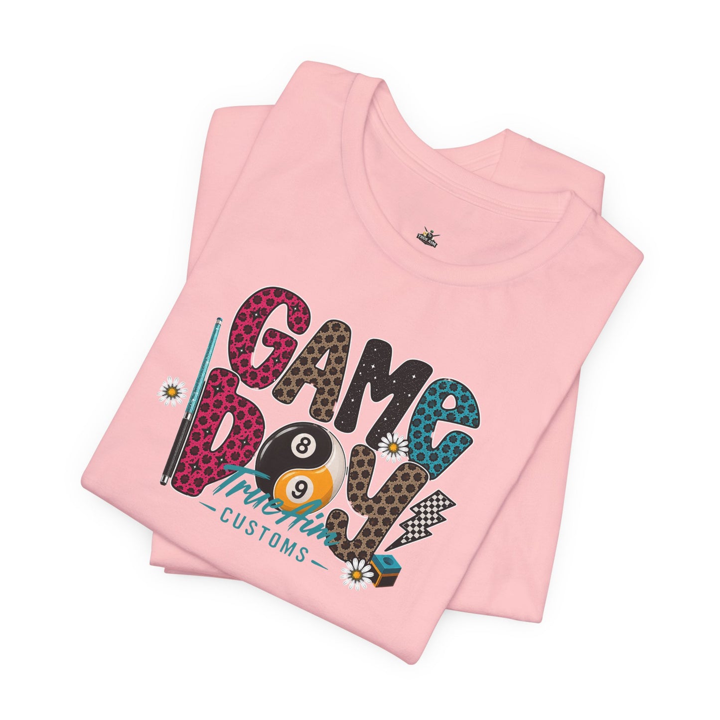 Game Day Pool Tee — "Game Day" Graphic T-Shirt (Back: "Move Over Boys Let This Girl Show You How To Shoot")