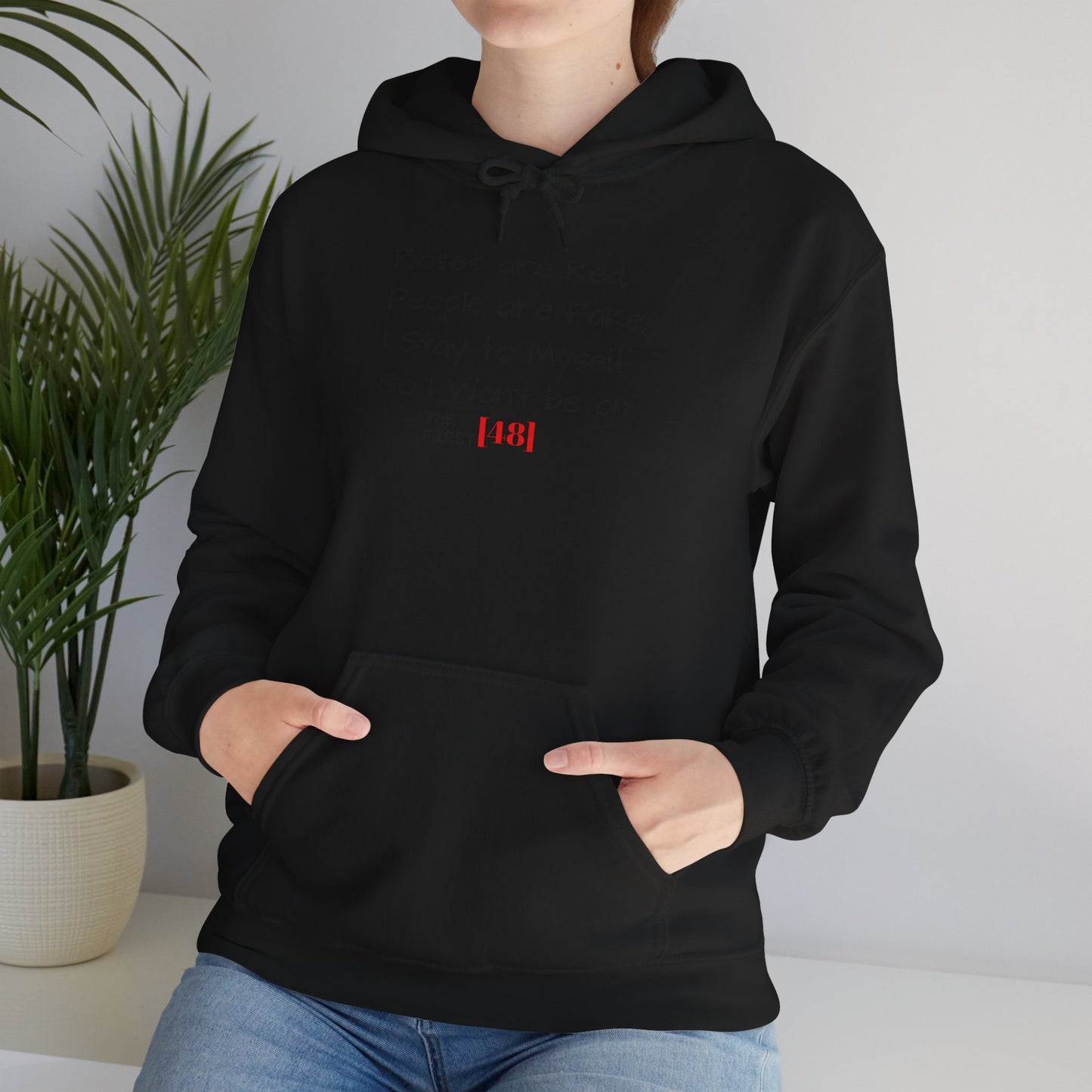 Hoodie — "Roses Are Red / People Are Fake" Minimalist Streetwear Pullover