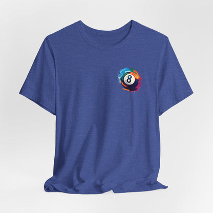 8 Ball Splash T‑Shirt — Colorful Pool Billiards Tee