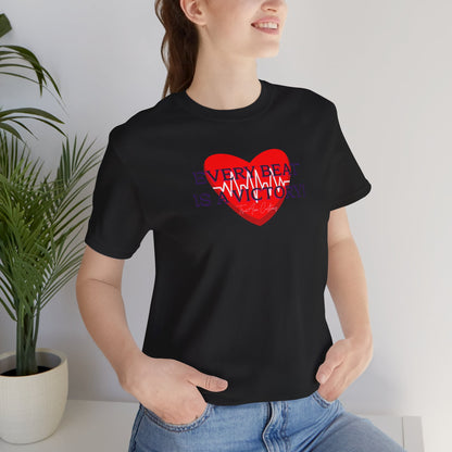 Every Beat is a Victory Heartbeat T-Shirt – Heart Ribbon EKG Awareness Tee