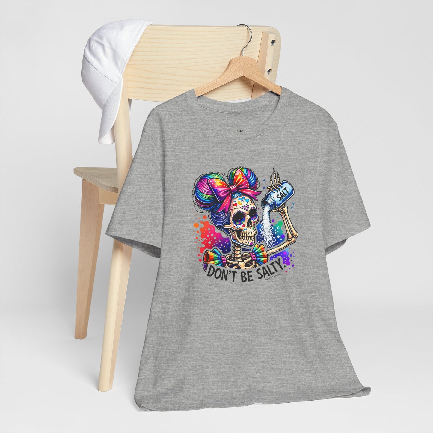 Don't Be Salty Skull Tee — Colorful Rainbow Skeleton Graphic T-Shirt