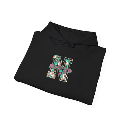 Floral Monogram 'N' Hoodie — Vintage Rose Letter Sweatshirt